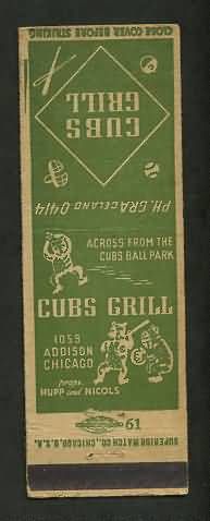 1940 Matchbook Cubs Grill